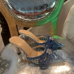 MACH & MACH Blue Embellished Women's Heels, Size 37, NWOT